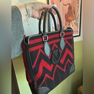 Louis Vuitton LV Cabas wool leather Black and Red voyager Tote Bag